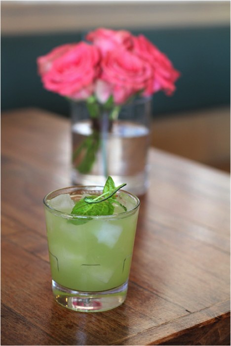 La Gritona (tequila, mescal, basil, jalapeño, cucumber and salt) is one of the new spring cocktails at S.Y. Kitchen. Photo by Elisabetta Antonacci.