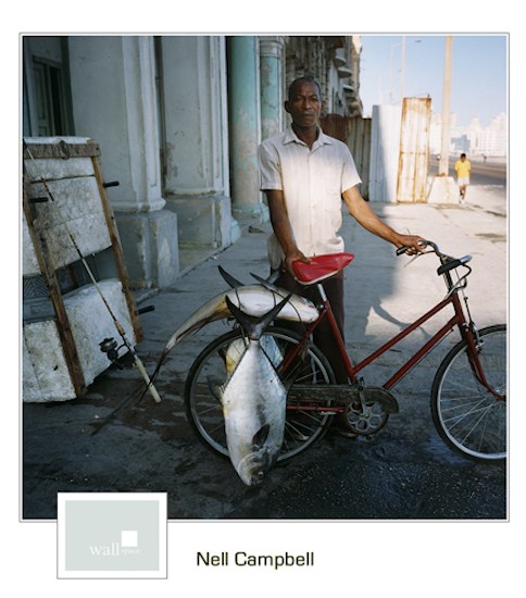 Fisherman on the Malecon, Havana 2002, 40 x 40 archival pigment print, by Nell Campbell.