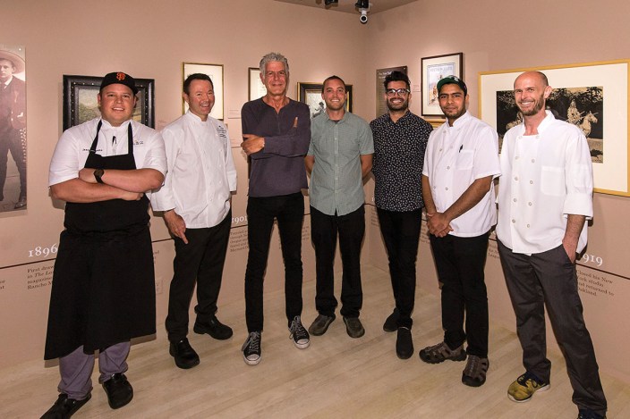 Participating local chefs with Anthony Bourdain. Photo by David Bazemore, courtesy UCSB Arts & Lectures.
