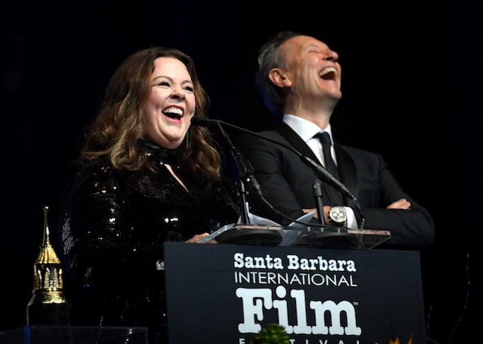 Melissa McCarthy and Richard E. Grant speak onstage at the Montecito Award honoring Melissa McCarthy during the 34th Santa Barbara International Film Festival at Arlington Theatre on February 3, 2019 in Santa Barbara, California. (Photo by Emma McIntyre/Getty Images for SBIFF)