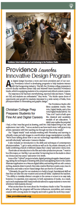 Providence Design Program, From Schools of Thought, Santa Barbara Independent, November 7, 2019.