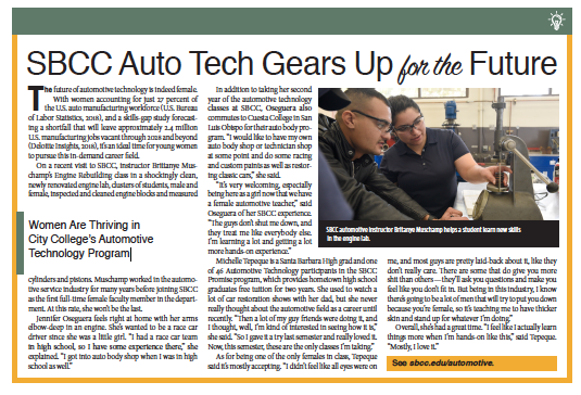 SBCC Automotive Technology, From Schools of Thought, Santa Barbara Independent, November 7, 2019.