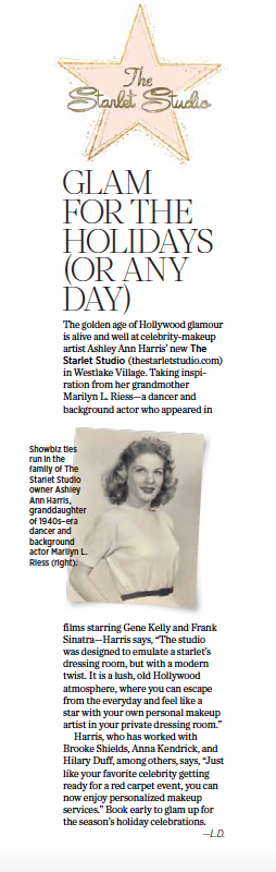 Showbiz ties run in the family of The Starlet Studio owner Ashley Ann Harris, granddaughter of 1940s–era dancer and background actor Marilyn L. Rieses. This story appeared in 805 Living, December 2019.