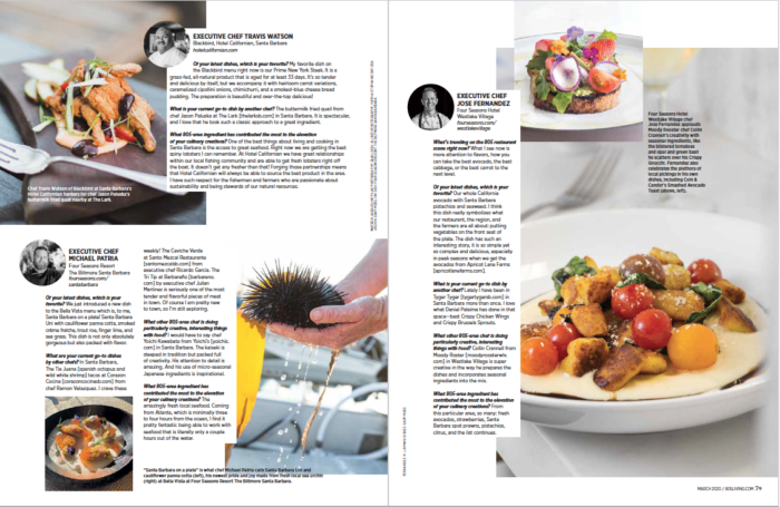 Third spread 805 Living Hotel Chefs Dish March 2020