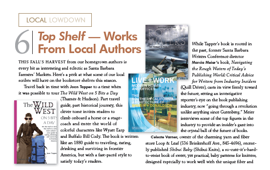 Top Shelf — Works by Local Authors, originally published in Santa Barbara Seasons, Fall 2010.