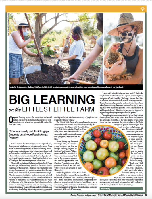 Big Learning on the Littlest Little Farm, originally published in Santa Barbara Independent on November 19, 2020.