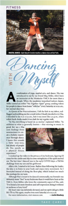 Dancing with Myself, originally published in the Santa Barbara Independent Self-Care issue, January 7, 2021.