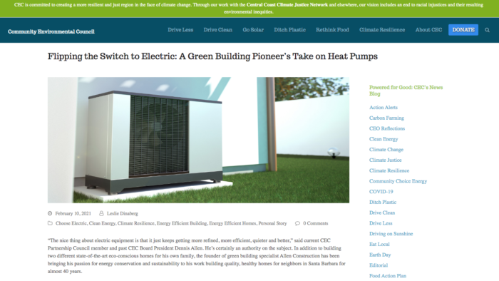 Dennis Allen talks about electric-powered homes on the CEC blog.